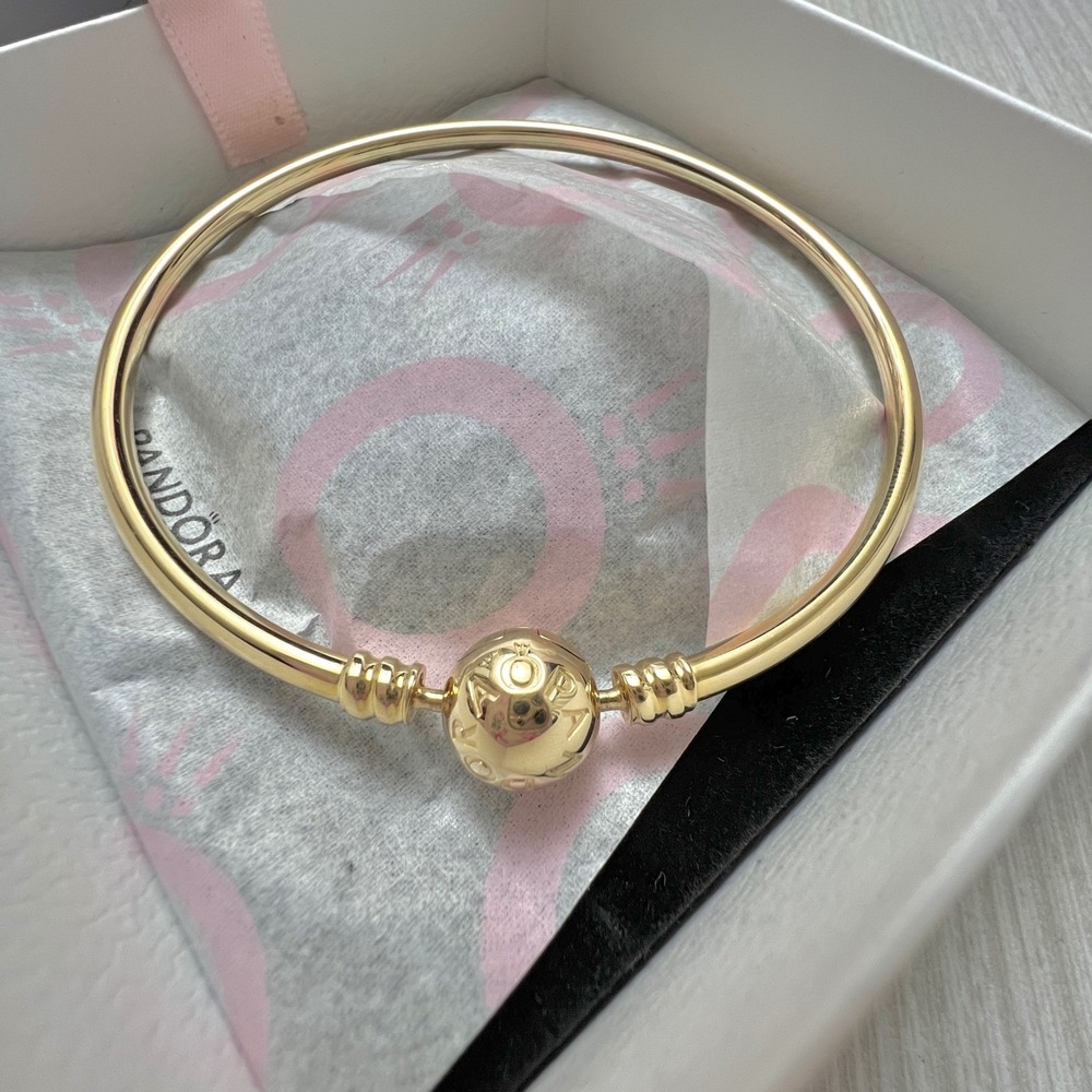 Pandora Moments Bangle Bracelet Solid 14k Yellow Gold 585 ALE 550713-17